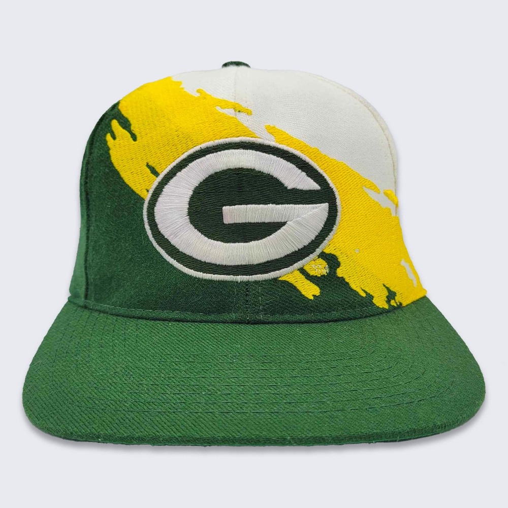 Green Bay Packers Vintage 90s Logo Athletic Splash Snapback Hat
